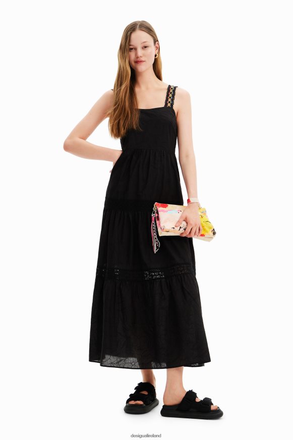 Desigual Women Long embroidered strap dress Clothing PFVZ0B586