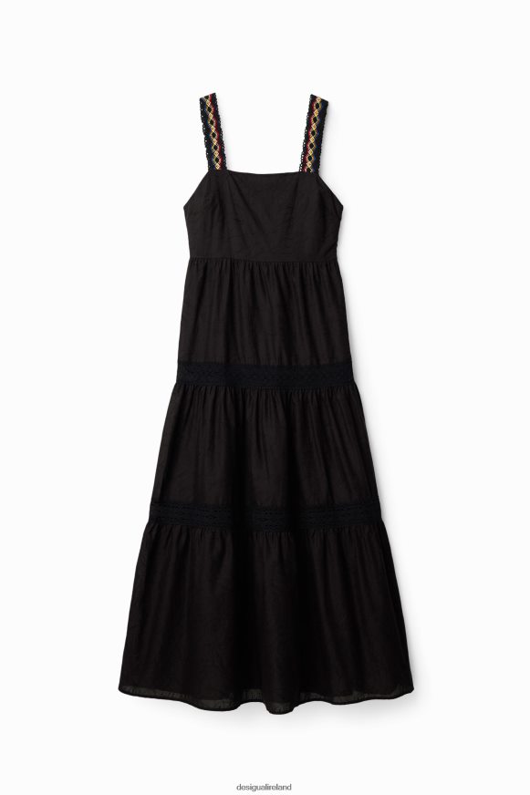 Desigual Women Long embroidered strap dress Clothing PFVZ0B586