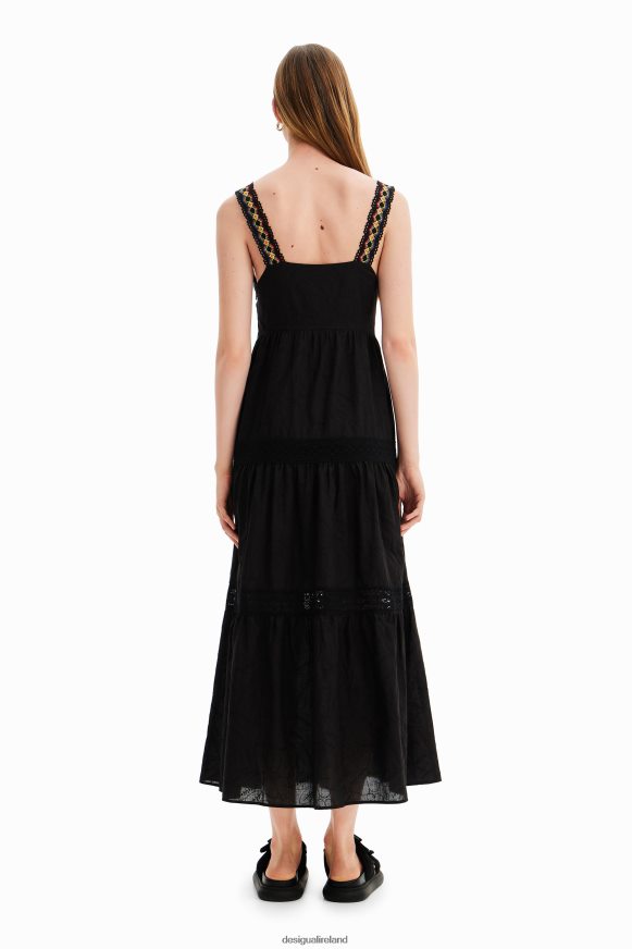 Desigual Women Long embroidered strap dress Clothing PFVZ0B586