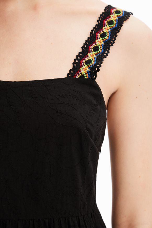 Desigual Women Long embroidered strap dress Clothing PFVZ0B586