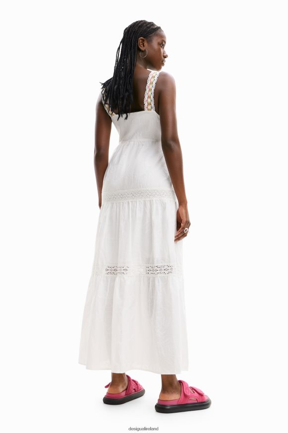 Desigual Women Long embroidered strap dress Clothing PFVZ0B917