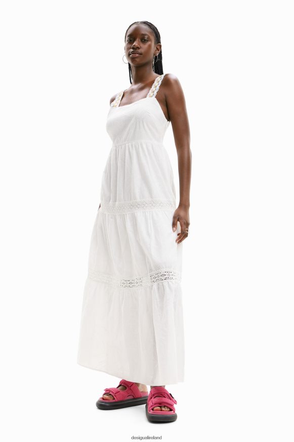 Desigual Women Long embroidered strap dress Clothing PFVZ0B917