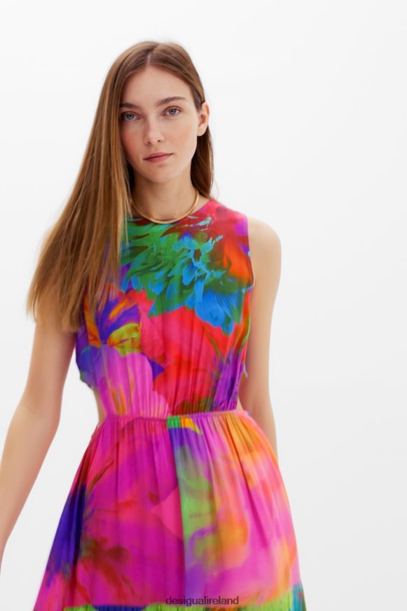 Desigual Women Long flower cut-out dress Clothing PFVZ0B403