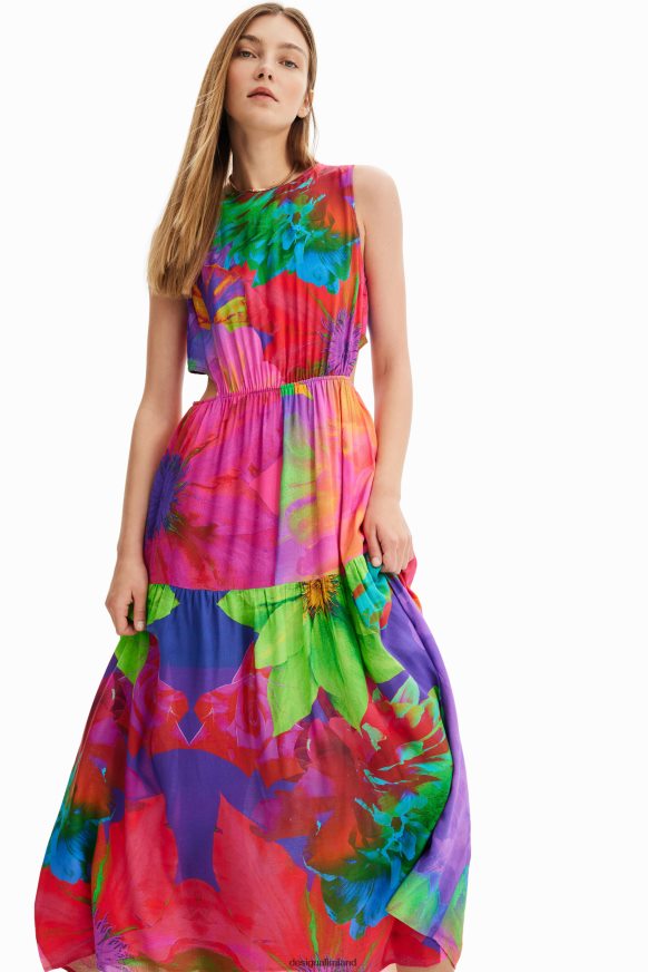 Desigual Women Long flower cut-out dress Clothing PFVZ0B403