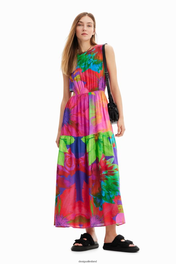 Desigual Women Long flower cut-out dress Clothing PFVZ0B403