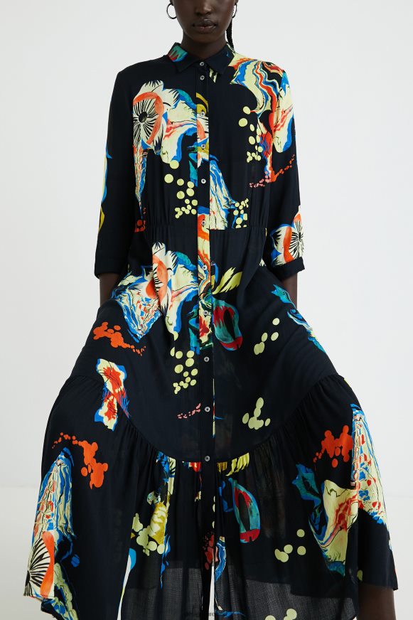 Desigual Women Long print shirt dress Clothing PFVZ0B1056