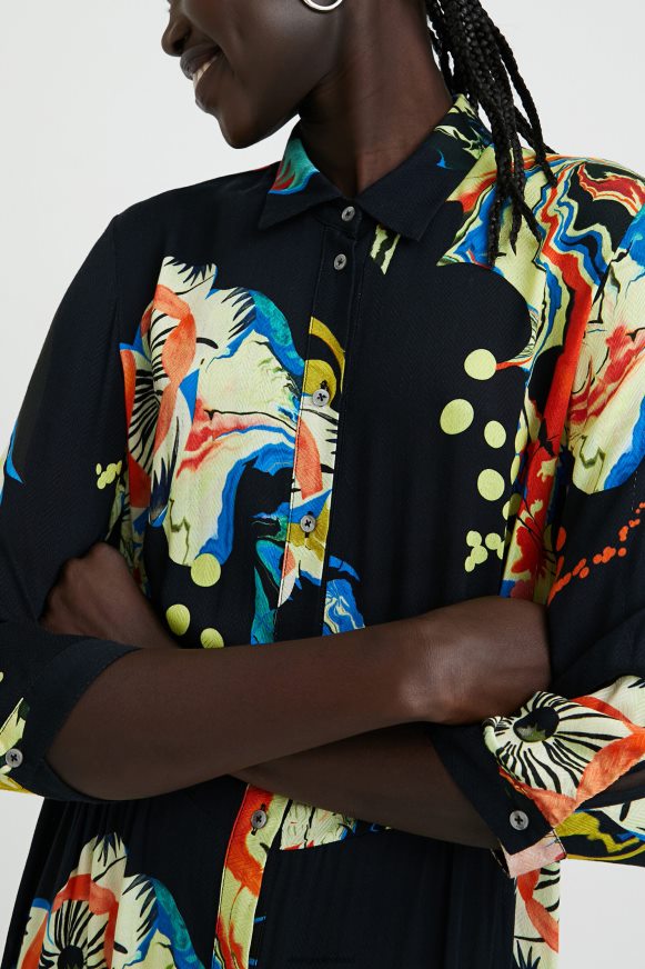 Desigual Women Long print shirt dress Clothing PFVZ0B1056