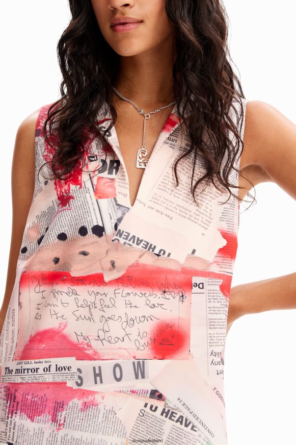 Desigual Women Newspaper polo dress Clothing PFVZ0B100
