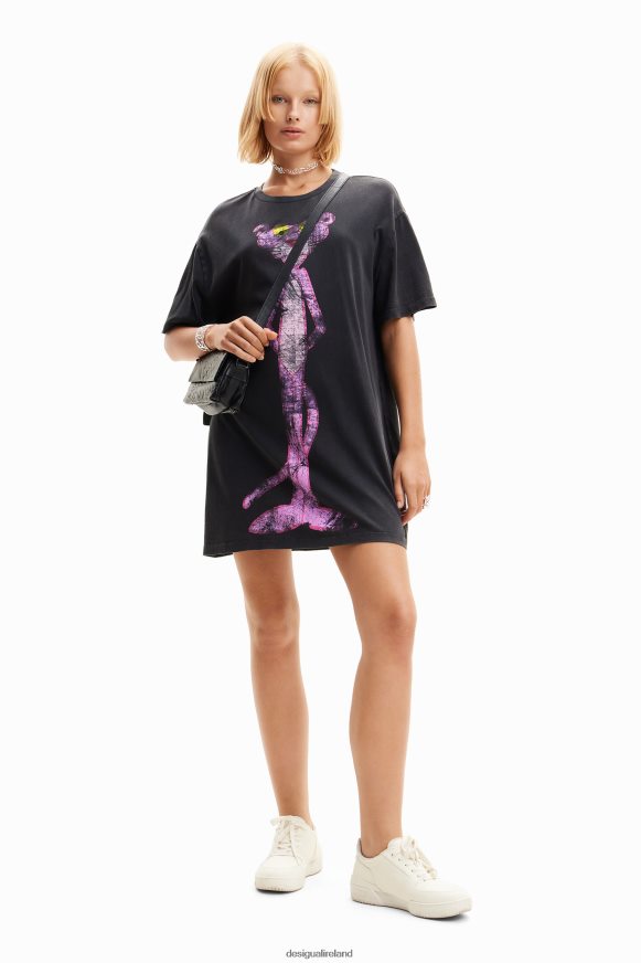 Desigual Women Oversize Pink Panther T-shirt dress Clothing PFVZ0B127