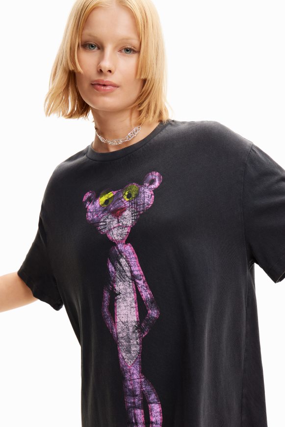 Desigual Women Oversize Pink Panther T-shirt dress Clothing PFVZ0B127