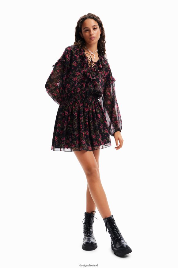 Desigual Women Short floral chiffon dress Clothing PFVZ0B86