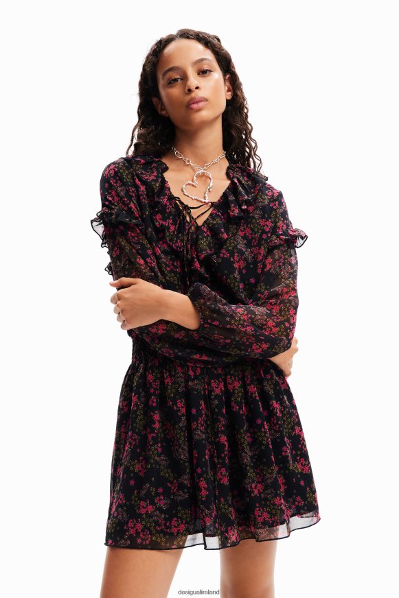 Desigual Women Short floral chiffon dress Clothing PFVZ0B86