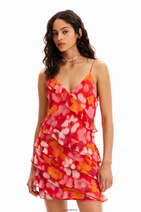Desigual Women Short floral ruffle dress Clothing PFVZ0B472