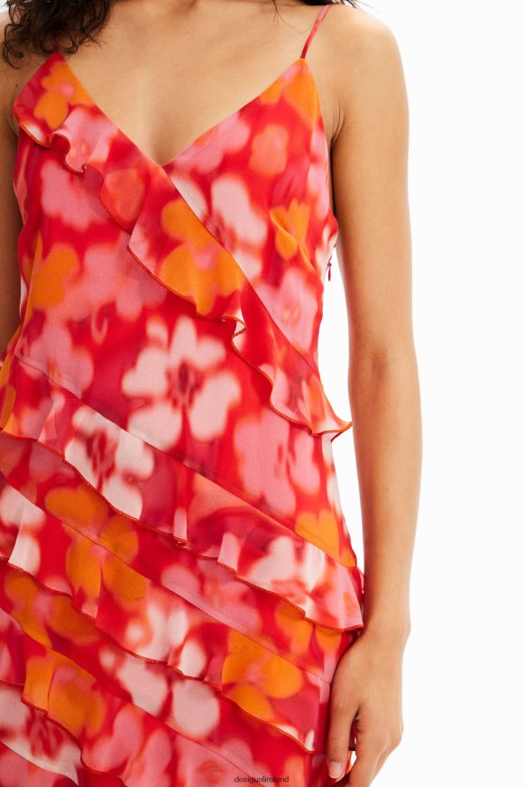 Desigual Women Short floral ruffle dress Clothing PFVZ0B472