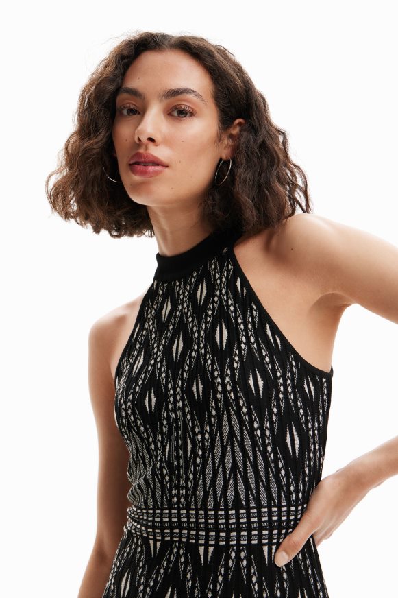 Desigual Women Short geometric knit dress Clothing PFVZ0B496