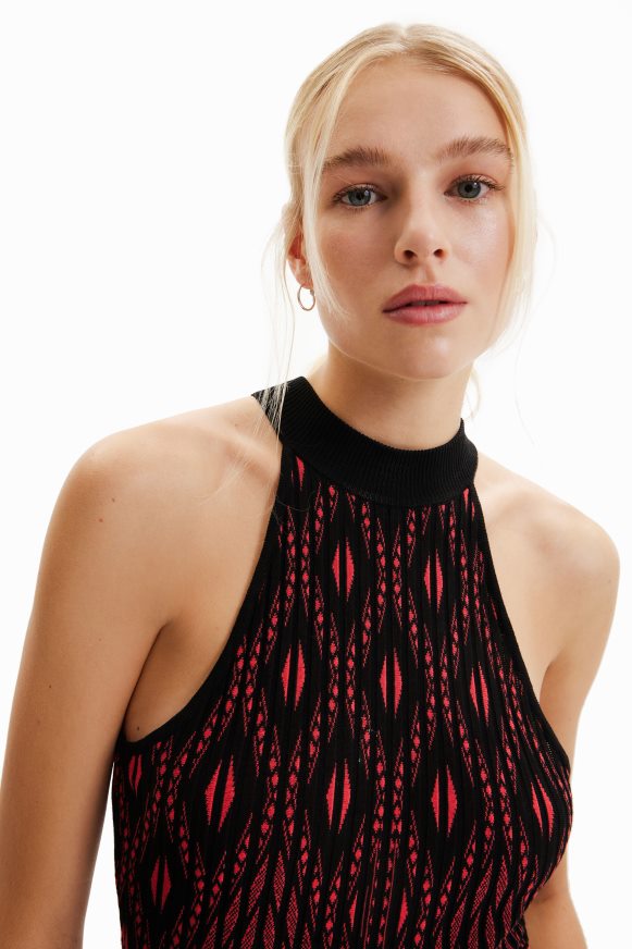 Desigual Women Short geometric knit dress Clothing PFVZ0B780