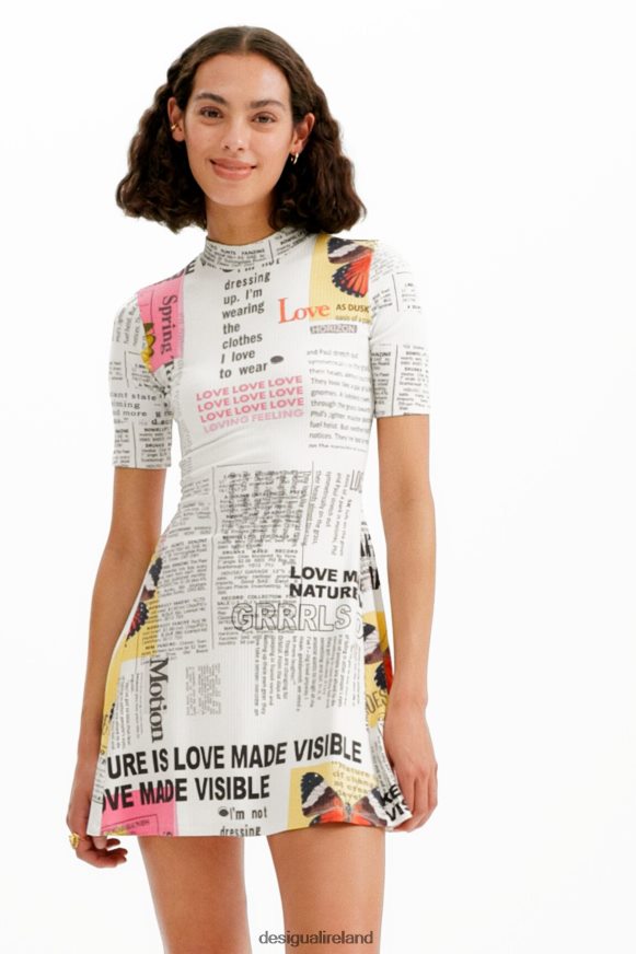 Desigual Women Short newspaper skater dress Clothing PFVZ0B845