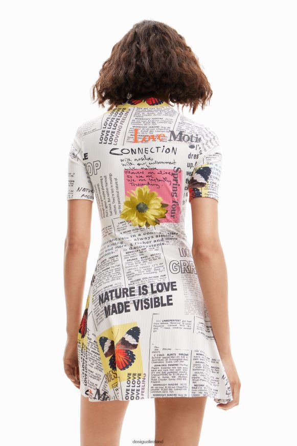 Desigual Women Short newspaper skater dress Clothing PFVZ0B845