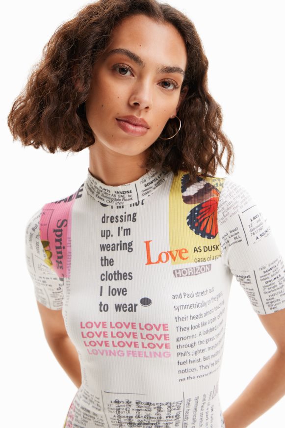 Desigual Women Short newspaper skater dress Clothing PFVZ0B845