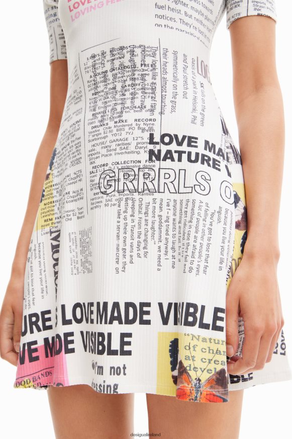 Desigual Women Short newspaper skater dress Clothing PFVZ0B845