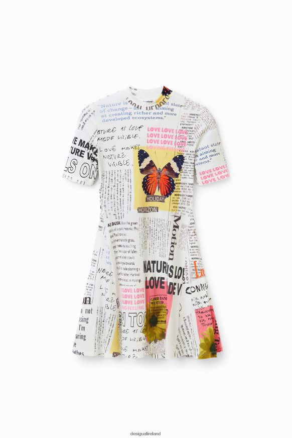 Desigual Women Short newspaper skater dress Clothing PFVZ0B845