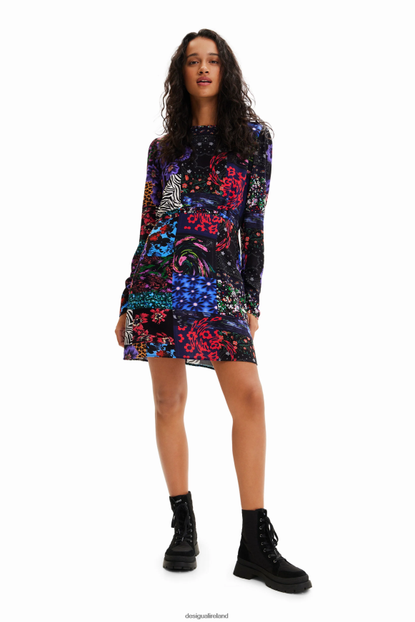 Desigual Women Short patchwork cut-out dress Clothing PFVZ0B1152