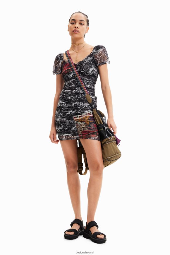 Desigual Women Short ruched Paisley dress Clothing PFVZ0B750