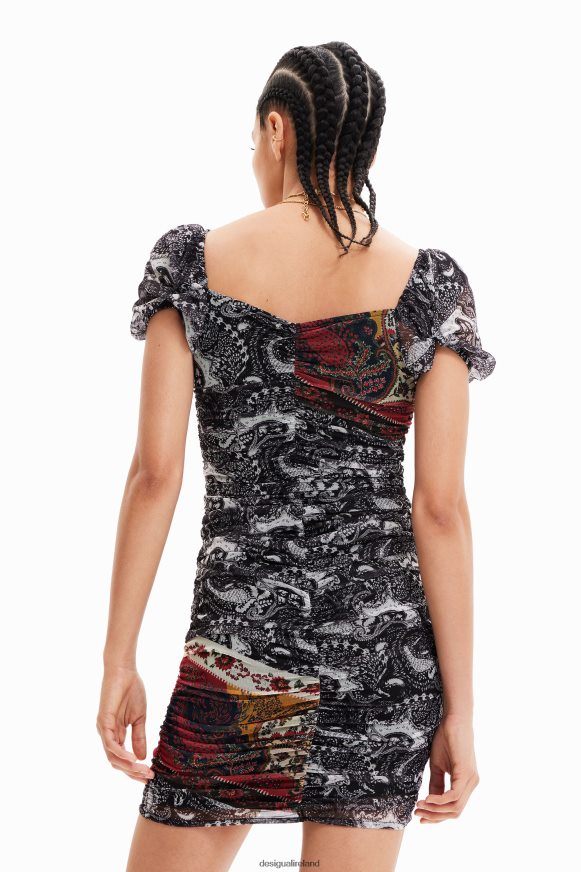 Desigual Women Short ruched Paisley dress Clothing PFVZ0B750