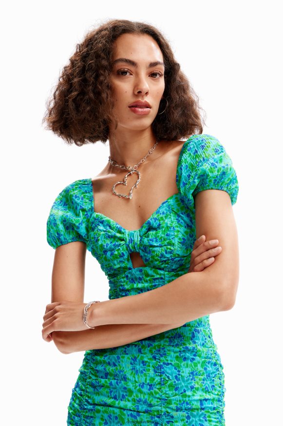 Desigual Women Short ruched knot dress Clothing PFVZ0B312