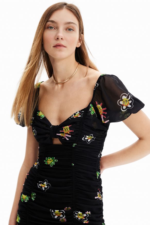 Desigual Women Short ruched knot dress Clothing PFVZ0B428