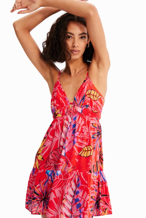 Desigual Women Short tropical cut-out dress Clothing PFVZ0B962