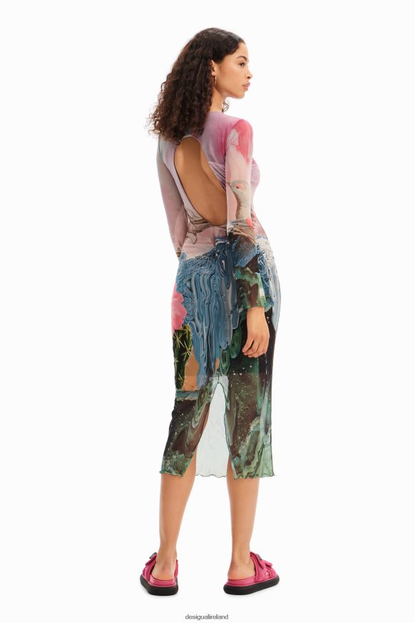 Desigual Women Slim fantasy tulle midi dress Clothing PFVZ0B520