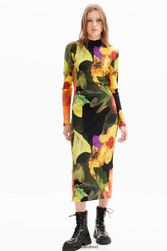 Desigual Women Slim floral midi dress Clothing PFVZ0B1138