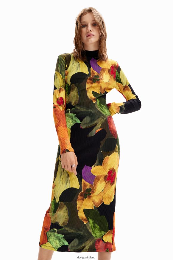 Desigual Women Slim floral midi dress Clothing PFVZ0B1138