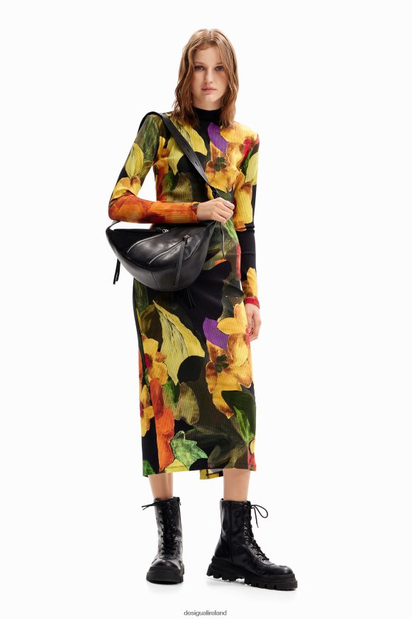 Desigual Women Slim floral midi dress Clothing PFVZ0B1138