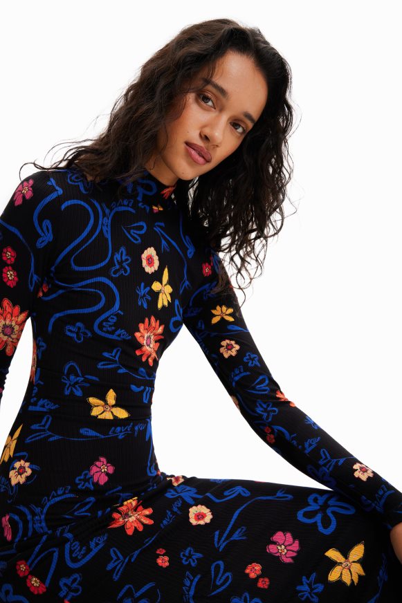 Desigual Women Slim floral midi dress Clothing PFVZ0B850