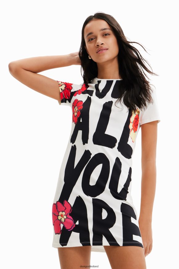 Desigual Women Slim message T-shirt dress Clothing PFVZ0B325