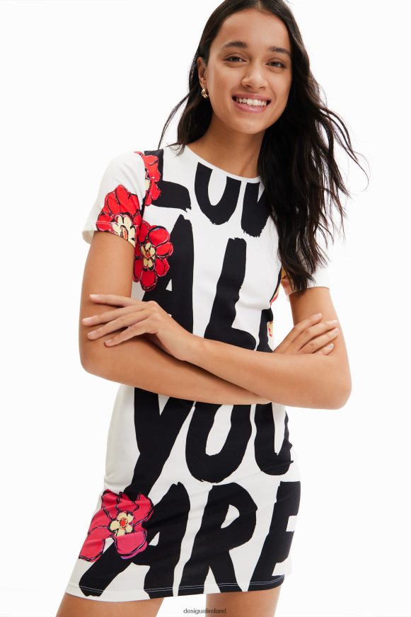 Desigual Women Slim message T-shirt dress Clothing PFVZ0B325