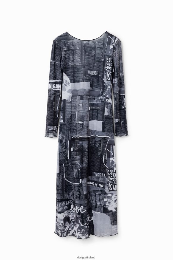 Desigual Women Slim newspaper midi dress Clothing PFVZ0B48