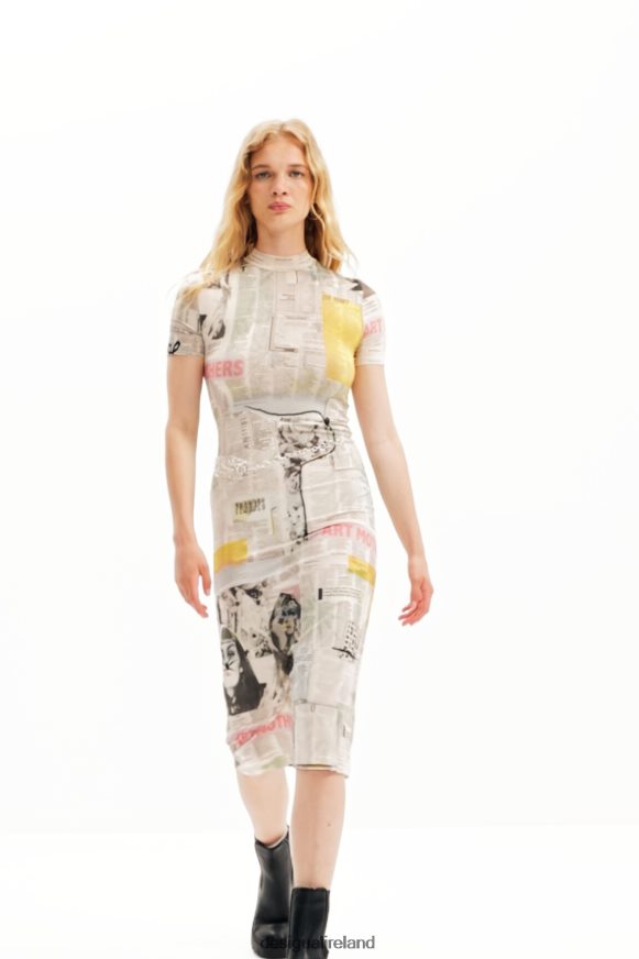 Desigual Women Slim newspaper midi dress Clothing PFVZ0B941