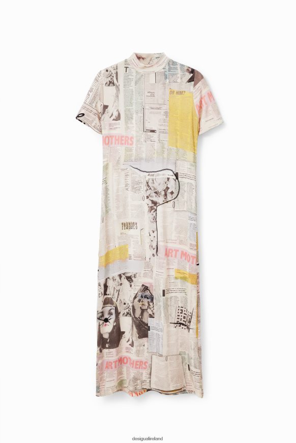 Desigual Women Slim newspaper midi dress Clothing PFVZ0B941