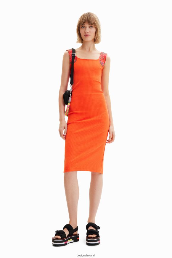 Desigual Women Slim ribbed strappy dress Clothing PFVZ0B396