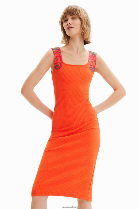 Desigual Women Slim ribbed strappy dress Clothing PFVZ0B396
