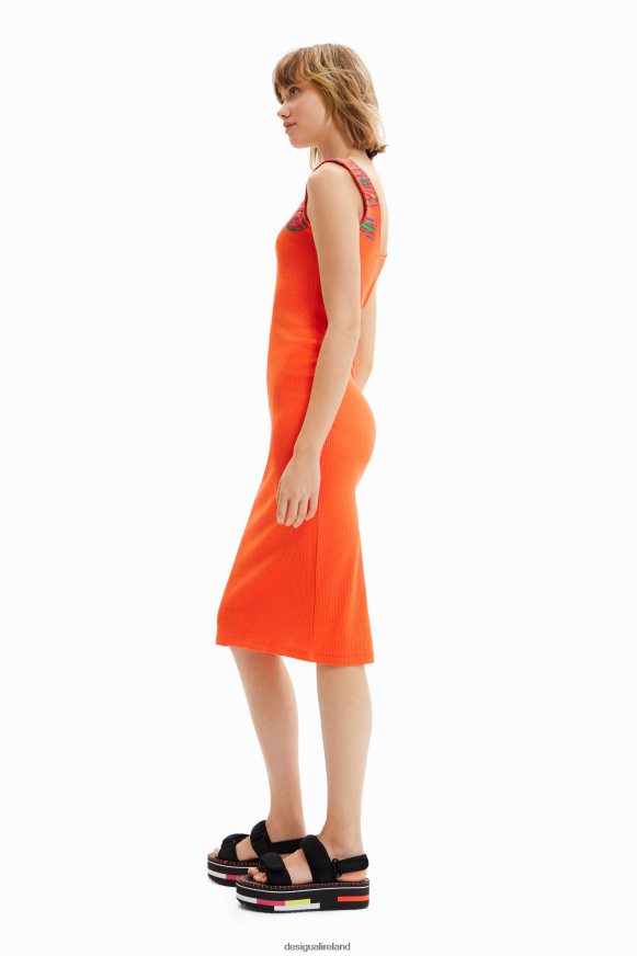 Desigual Women Slim ribbed strappy dress Clothing PFVZ0B396