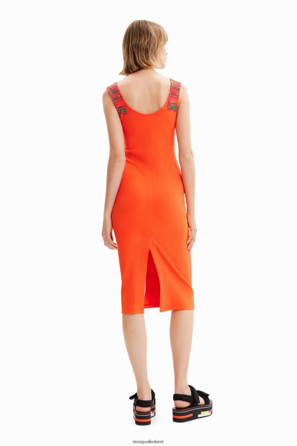 Desigual Women Slim ribbed strappy dress Clothing PFVZ0B396