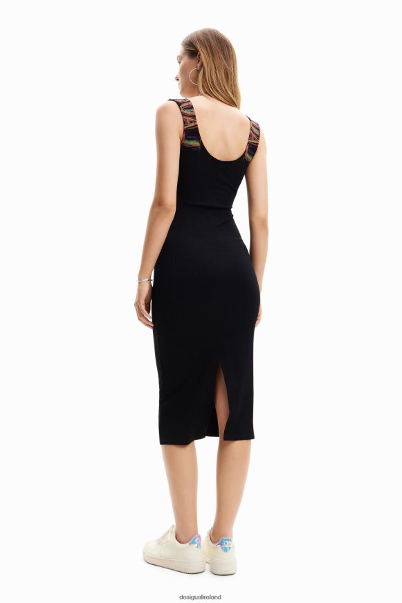 Desigual Women Slim ribbed strappy dress Clothing PFVZ0B575