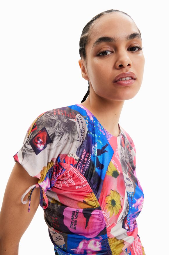 Desigual Women Slim ruched collage mini dress Clothing PFVZ0B728