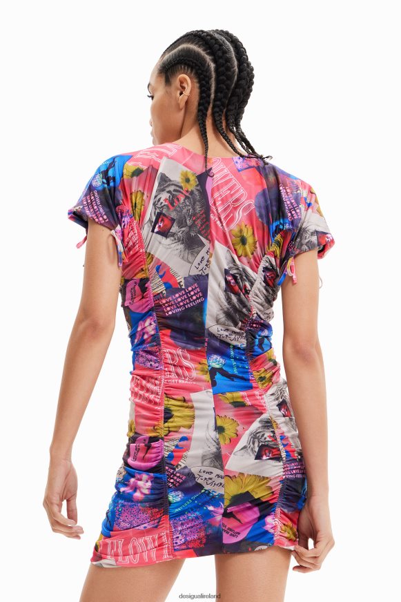 Desigual Women Slim ruched collage mini dress Clothing PFVZ0B728