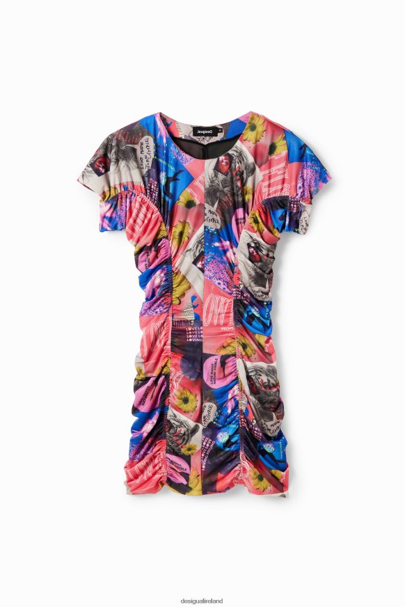 Desigual Women Slim ruched collage mini dress Clothing PFVZ0B728