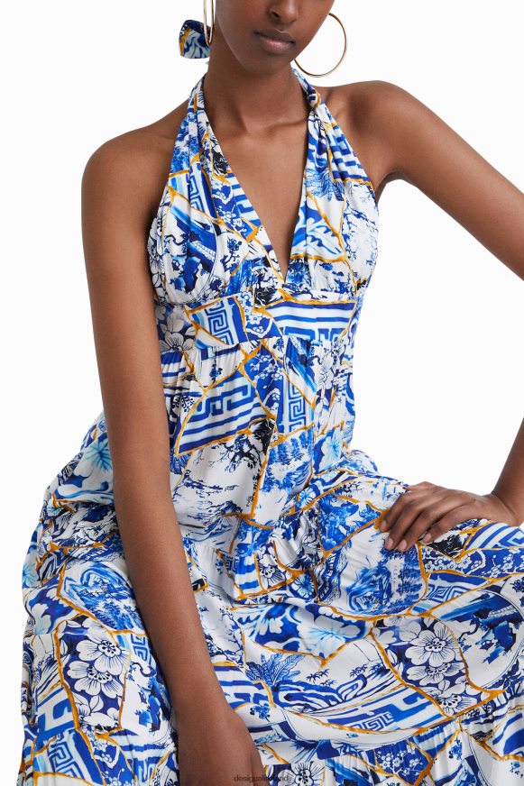 Desigual Women Stella Jean long halter dress Clothing PFVZ0B1041